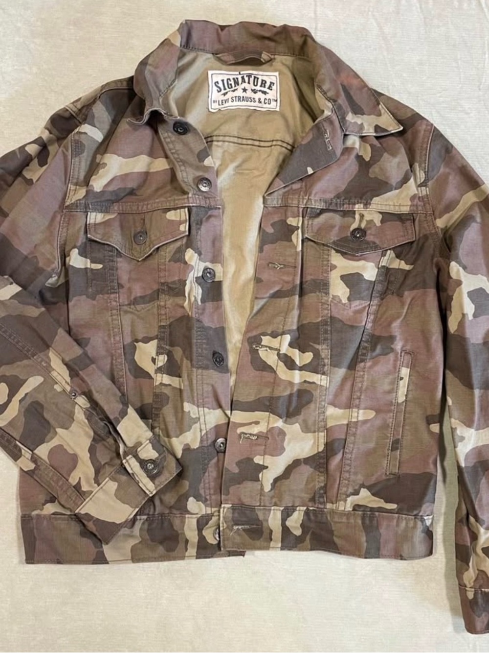 Signature by Levi Strauss Men's Camo Utility Jacket - Brown/Green/Tan